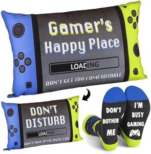 Busy Gaming Life Teen Boys Gift Ideas, Stocking Stuffers for Kids, Gifts for Teen Boys, Teen Boy Gifts 13-15, Teen Boy Gifts 16-18, Teen Gifts, for Teens, Gamer Socks + Throw Pillow Cover