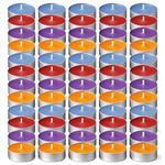 SOL 60pk Mixed Tea Lights Candles Scented Long Burning – 3.5 Hour Burn Time Tealights, Wild Lavender, Fresh Peach, Mountain Spring, Fresh Berries for Home, Spa, Weddings, Anniversaries & Cosy Evenings