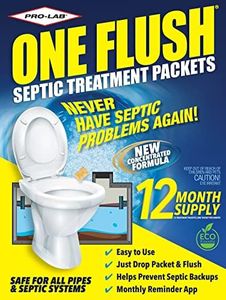 ONE FLUSH - Septic Tank Treatment Packets, 1-Year Supply of Easy-Flush Bacteria & Enzyme Packets - Proactive Prevention for Sewage Backups, Made in the USA