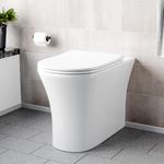 Nes Home Henley Comfort Height Modern Bathroom Rimless Back to Wall Toilet with Soft Close Seat