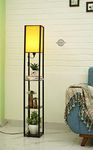 Crosscut Furniture Wood Tower Floor LED Lamp With Shelf (Fresh Yellow)