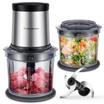 TWOMEOW Mini Chopper 2 Bowls of 1l Capacity Food Processors for Kitchen Garlic Chopper 2-Speed Control 4-Piece Blade 300w for Meat, Smoothie, Onions, Fruit, Vegetables