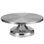 Revolving Cake Decorating Stand Turntable and Base, 12-Inch Round Stainless Steel Round Cake Stand, Baking Cake Cupcake Decorating Supplies