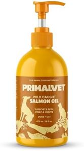 PRIMALVET Wild Salmon Oil for Dogs & Cats 473ml – 100% Wild-Caught Omega 3 Liquid Fish Oil Supplement with EPA & DHA – Skin, Coat & Joint Support – Mess-Free Pump