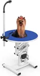 YITAHOME 24" Electric Lift Dog Grooming Table, Rotating Desktop Grooming Table for Dogs at Home, 360° Rotatable Adjustable Hair Dryer Holder Small Pet Grooming Station, Blue