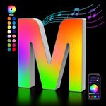 OJQ Light Up Letters LED Letter - Bedroom Lighted Letter Colorful Glitter Alphabet Music Sync Color Changing Letters for Boy Girl Gift Birthday Christmas Wedding Bar Wall Night Light(M)