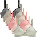 Happy Cherry Big Girls No Wires Cotton Developed Starter Bras Slim Soft Cup Wireless Lightly Lined Foam Bra Pack of 6 Soft Padded Bra