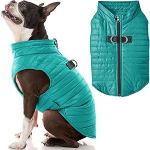Gooby Boys Classic Puffer Dog Vest, Turquoise, Large Chest 20.75 US