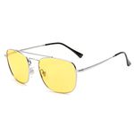 Jim Halo Retro Square Pilot Sunglasses Night Driving Lens Flat Metal Eyewear Men Women Silver