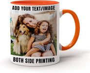 EKAM Personalised Mug Text Photo Printed Collage Design Logo Custom Gift Cup 11oz, Birthday Christmas Novelty Present Gift for Mum Dad Friend Sister Brother Grandparents Gift for Him Her (Orange)