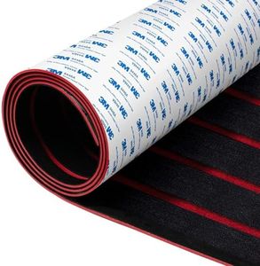 Fullfire Boat Deck Flooring EVA Foam Decking Sheet - Faux Teak Marine Floor with Self-Adhesive Backing for Jon Boats Yacht Kayak Surfboard RV Floor 94" x 35" Black with Red Lines