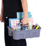 AMIGOS STORE Caddy Bucket | New Model 2-Compartment Industrial Caddy Bucket, Bathroom Caddy Organizer Basket, Bathroom Organizer Basket, Tool Organizer for Cleaning Bathroom & Windows - (Grey)