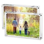 Boxalls Acrylic Photo Frame 10 x 15 cm (4 x 6 inch)-Set of 2, Double Sided Picture Frame with Magnetic, Clear Frameless Desktop Photo Block