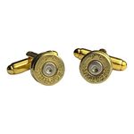 Gold 9 mm Brass Bullet Cufflinks with Velvet Presentation Gift Bag - Handmade in The UK