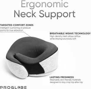 Proglobe Memory Foam Travel Pillow – Grey Neck Support Cushion