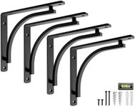 Classic Shelf Bracket Set by Balin Designs (Black) for 10"- 12” Mantel Shelves L Brackets – Heavy Duty Decorative Metal Supports – Easy Installation with Hardware Included - Set of 4