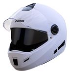 Steelbird Rox Cyborg ISI Certified Full Face Helmet for Men and Women with Inner Smoke Sun Shield and Outer Clear Visor (Large 600 mm, Dashing White)