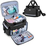 CURMIO Emergency Medical Supplies Bag, Home Health Aid Bag with Shoulder Strap and 2 Detachable Dividers for Nurse, Doctors, Home Health Staffs, Not Include Accessories, Black