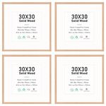 12x12 Certificate Picture Frame,OAK Wood Photo Frame with mount for 8x8 print,Poster Frame with plexiglass for Wall Mount Display,30x30 cm,Set of 4