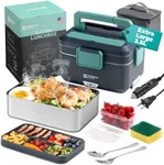 Annie & Mia Design Electric Lunch Box for Adults, 90w 3.5L 2-Layer Portable Food Warmer, Dual Mode 2.5L + 1L Heated Lunch Box for Adults, Home/Car/Office/Truck Use, Lonchera Eléctrica Portátil