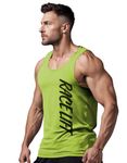 3Colours RGB Men's Active Wear Sleeveless Tank top, Gym Vest, Leisure wear Race Lift (X-Large, Green)