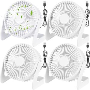 Geelin 4 Pcs Desk Fan 5 Inch Small Table Fan Desktop Fan USB Office Fan Speeds Portable Quiet Operation and 360 Degree Rotate, Convenient Carry Handle Personal Table Fan for Home, Office (Beige)