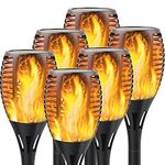 Permande Solar Torch Light with Flickering Flame, 6 Pack Dancing Flame Torches for Patio, Auto On/Off Dust to Dawn Waterproof Outdoor Solar Lights for Garden Driveway Decorations