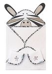 abracadabra Cotton Terry Hooded Towel with 2 Face Washers for Infants, Toddlers, Extra Absorbent Knit Terry, Super Soft and Comfortable - 3 Pieces (75 cm x 75 cm - Zebra)