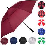 MRTLLOA Automatic Open Golf Umbrella, 62/68 Inch Extra-Large Oversized Double Canopy Vented Windproof Waterproof Stick Rain Golf Umbrellas for Men and Women (Burgundy/62 inch)