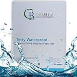 Casabella New Waterproof Terry Towel Matress Protector 12" Fitted Bed Cover Polycotton Mattress Protectors (Pillow Pair, Waterproof)