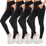 CTHH 4 Pack Leggings for Women-High Waisted Non See-Through Yoga Pants Tummy Control Workout Gym Tights