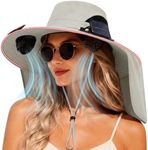 Solar Panel Powered Fan Built in Wide Brim Outdoor Fishing Hat USB Charging Men Ultralight Sun Bucket Mission Cooling Cap Ultra Light Straw 2 Double Solar Brim for Gardening Boonie Beach Sunhat Summer