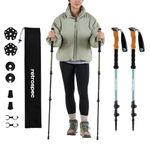 Retrospec Solstice Trekking & Ski Poles for Men & Women - Aluminum w/Cork Grip - Adjustable & Collapsible Lightweight Hiking, Walking & Skiing Sticks - Winter Mint