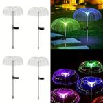 hardoll Solar Decorative Jellyfish Light 7 Color Changing Waterproof Outdoor Garden Pathway Lawn Driveway(Metal Stake,Pack of 4)