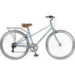 Retrospec Kinney Mixte Step Through Frame 7-Speed City Bike High-Tensile Steel with 700x32C Tires, Rear Rack and Swept Back Handlebars Commuter Bicycle - Crystal Blue, 42cm