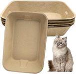 PINVNBY 6 Pcs Disposable Litter Boxes for Cats Paper Cat Litter Trays Cardboard Liner Tray for Kitty, Rabbit and Other Small Animal Indoor Outdoor Use Alone or As Box Liners (16.14 x 12.2 x 3.7 Inch)