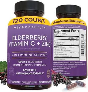 Viva Naturals Elderberry with Vitamin C and Zinc (120 Capsules) - 1000mg Sambucus Elderberry Immune Support Supplement, Black Elderberry Capsules for Adults, Elderberry Vitamins - 2 Months Supply