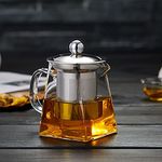 Glass Teapot 350 ml Teapot for One with Heat Resistant Stainless Steel Removable Loose Infuser Perfect for Tea and Coffee Stovetop Safe Tea Kettle Premium Quality Borosilicate Tea Pot (350ml)