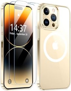 SPIDERCASE Designed for iPhone 14 Pro Max Case, Magnetic [Crystal Clear] [Not-Yellowing] [2 Pack Tempered Glass Screen Protector] Anti-Fingerprint Slim Case for iPhone 14 Pro Max 6.7”, Clear