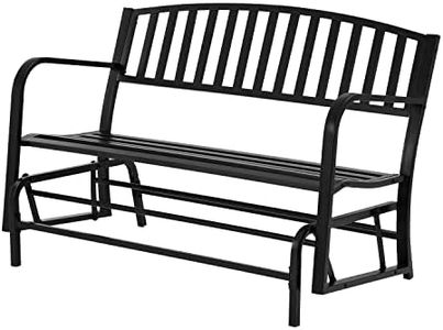 PayLessHere Metal Patio Glider Bench Outdoor Glider Bench Outdoor Swing Rocking Chair Patio Swing for Outside Garden Porch Yard,Black