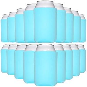 TahoeBay Blank Beer Can Cooler Sleeves (25-Pack) Bulk Sublimation Blanks for Vinyl Plain Soft Foam Can Sleeves Coolers for Soda Cans & Bottles Black, White, Assorted Solid Color (Robins Egg Blue)