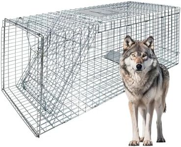 51.1"x17.4"x18.9" Large Foldable Humane Live Animal Trap Cage, Powder-Coated Alloy Steel Live Trap-Coyote Cage for Raccoon/Capybara/Bobcat/Fox/Dog/Armadillo/Opossum/Stray Cat/Rabbit-Zip Ties