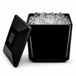 Chabrias Ltd 4 Litre Square Insulated Ice Bucket with Lid & Drainage Liner - UK Made - Double Walled BPA-Free Plastic, Keeps Ice Fresher & Frozen Longer - Ice Bucket for Parties, Bar & BBQ - UK Made