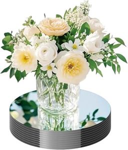 12 Pack Round Mirror Centerpieces for Tables, No Glass AcrylicCircle Mirror Table Centerpieces Mirror Tray Candle Plates for Wedding Table DecorationChristmas Home Decor (8inch)