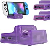 eXtremeRate AiryDocky DIY Kit Clear Atomic Purple Replacement Case for Nintendo Switch Dock, Redesigned Portable Mini Dock Shell Cover for Switch OLED - Shells Only, Dock & Circuit Board Chip Without