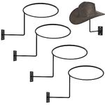 TiciKim Pack of 4 Metal Hat Holder Wall Mounted Cowboy Hat Rack Hat Hanger for Wall Display, Cowboy Hat Holder Organizer Multifunctional Organizer Display Rack for Cowboy Hat, Cap, Wigs (Black)