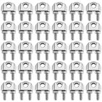 HOIGON 30 Pack 5/16 Inch M8 Wire Rope Clamp, 304 Stainless Steel Wire Rope Clip U Bolt Saddle Fastener for 5/16 Wire Cable Rope Zipline Grey