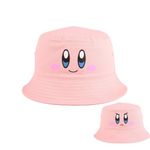 Kirby Happy Face Angry Face Reversible Bucket Hat - Smile More - Gaming Hat - Smash - Pink - Unisex - Teens and Adults