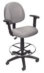 Boss Office Products B1616-GY Ergonomic Works Drafting Chair with Adjustable Arms in Grey