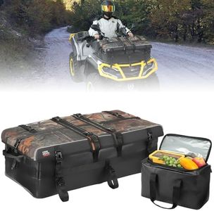 KEMIMOTO 80L ATV Cargo Storage Bag with 13L Additional Cooler and Adjustable Divider, Water-Resistant Zipperless Rack Bag Compatible with Polaris Sportsman Can-Am Kawasaki Brute Force Arctic Cat